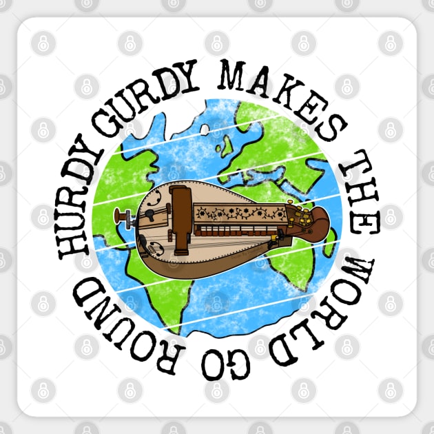Hurdy Gurdy Makes The World Go Round, Gurdyist Earth Day Sticker by doodlerob